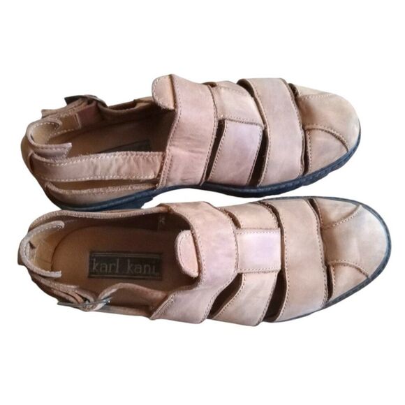 Vintage Karl Kani Men Sandals 10.5 Leather Closed Toe Fisherman 90s Hip Hop